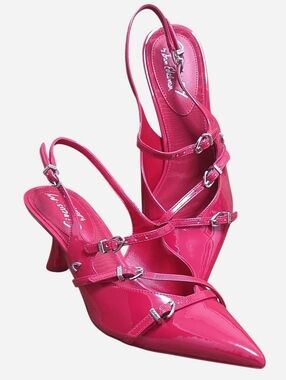 Circus NY By Sam Elderman Chic Slingback Shoes Red Patent Leather Heels Size 8.5